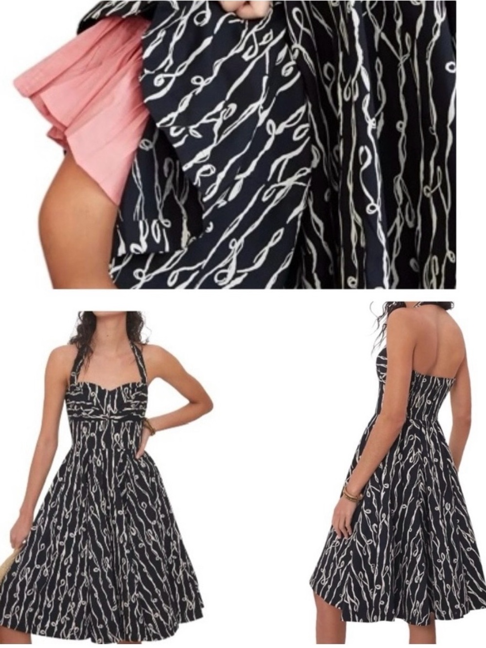 Girls From Savoy halter midi dress w/pink ruffle petticoat